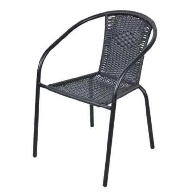 Black Rattan Fully Nude Garden Coffee Chair With Armrests