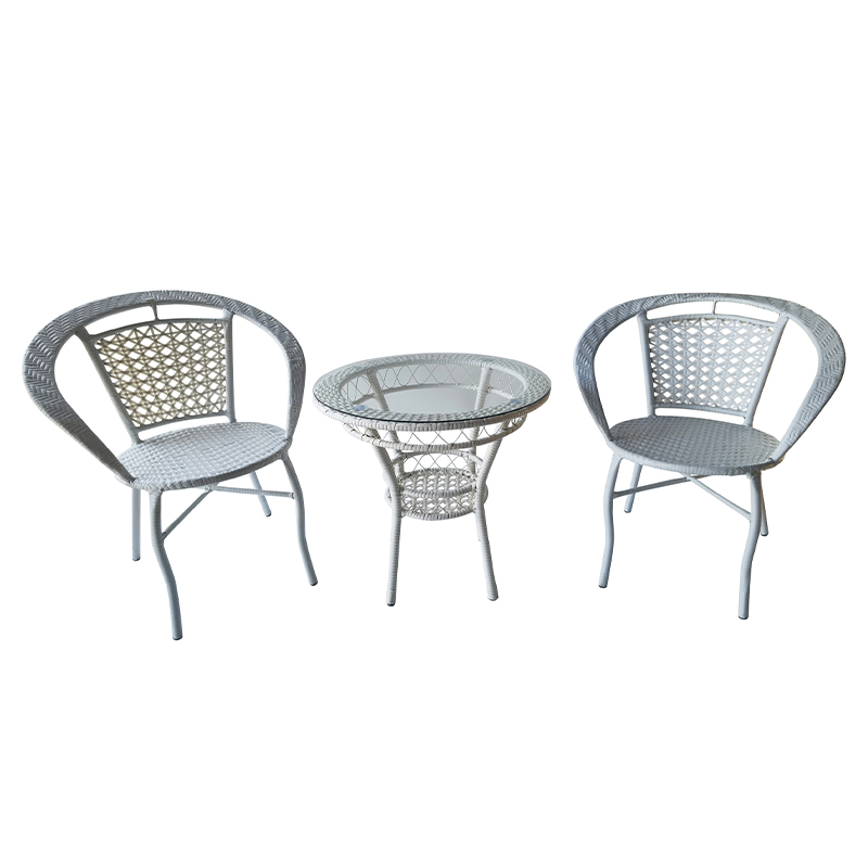 Wide Back Rattan Patio Chair Small Round Coffee Table 3-Piece Set
