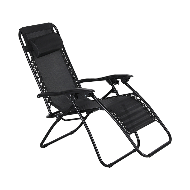 Steel Tube Textilene Fabric 2-in-1 Folding Chair With Armrests And Headrest