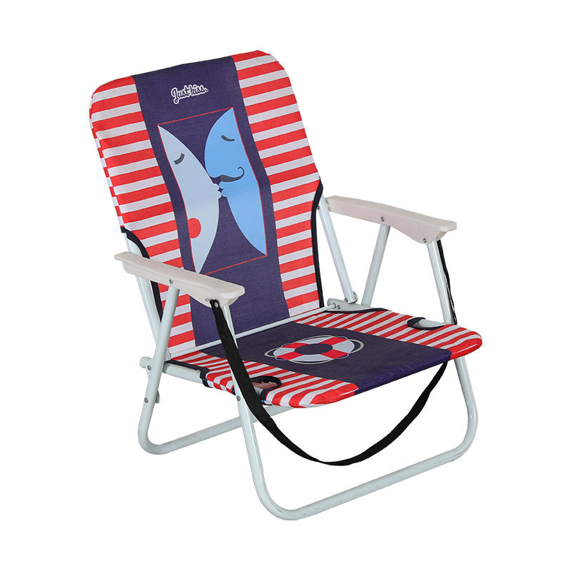 600D PVC Fabric Portable Shoulder Straps Folding Beach Chair With Armrests