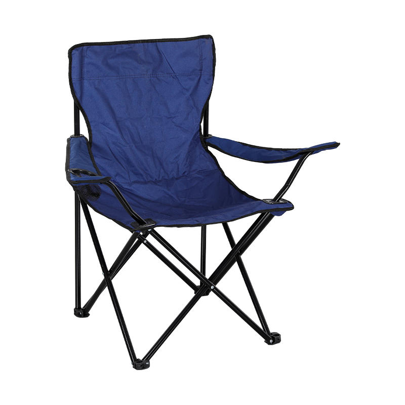 Steel Tube 600D PE Fabric Adult Camping Chair With Mesh Cup Holder